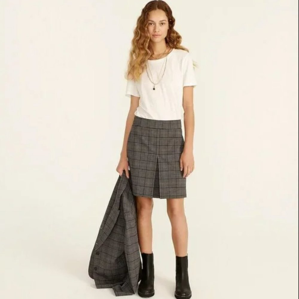EUC J.Crew Pleated mini skirt in Italian plaid wool